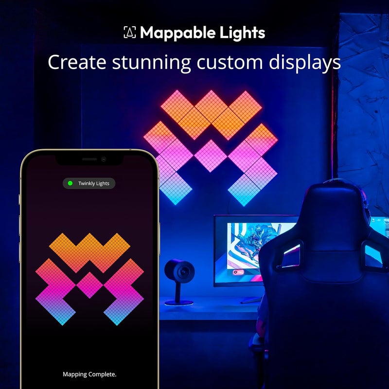 Twinkly Squares Extension Kit, RGB LED Panels Kit, Including 3 Extension Panels and Connection Cables, Compatible with HomeKit, Alexa and Google Home, Gaming Lights and Streaming, 16M+ Colors - Image 5